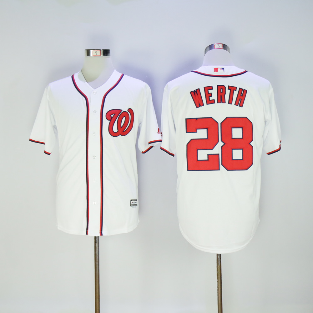 Men Washington Nationals #28 Werth White MLB Jerseys